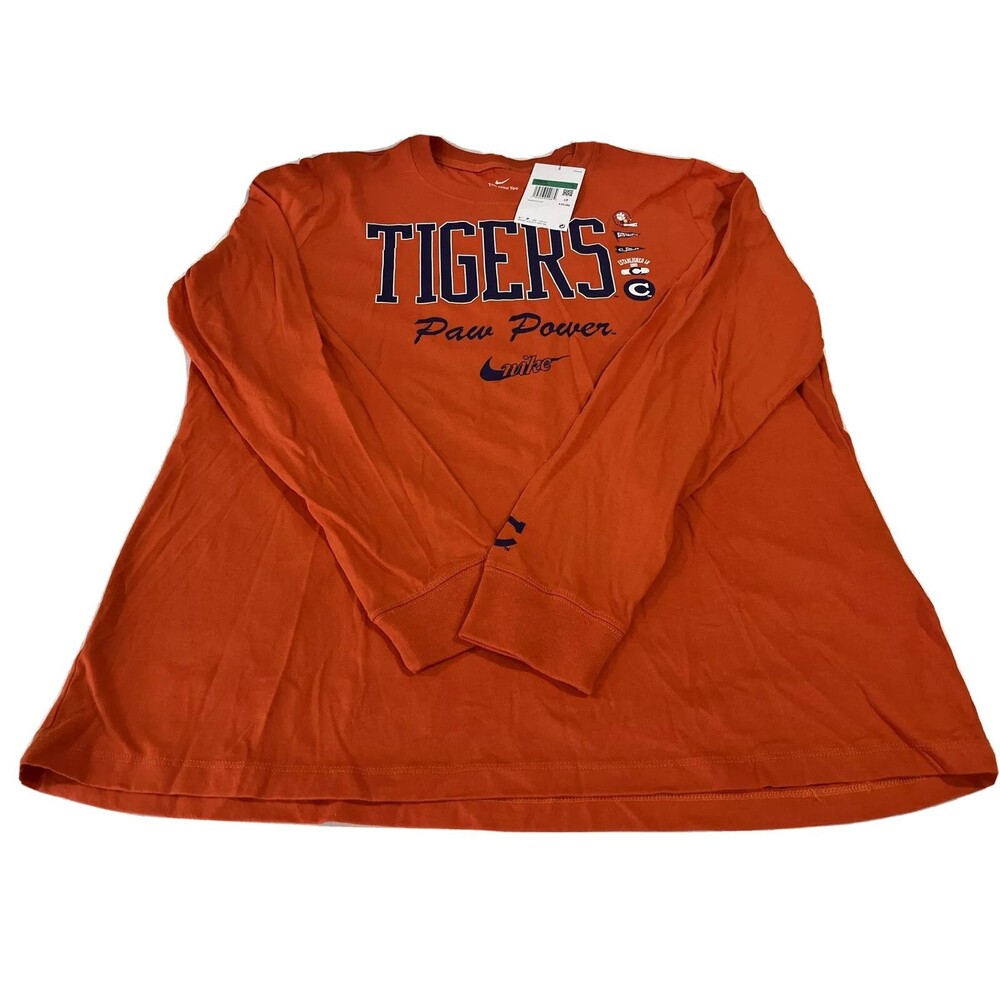 The Nike Tee Womens Football Pullover Tee Long Sleeve Tigers Paw Power Size XL
